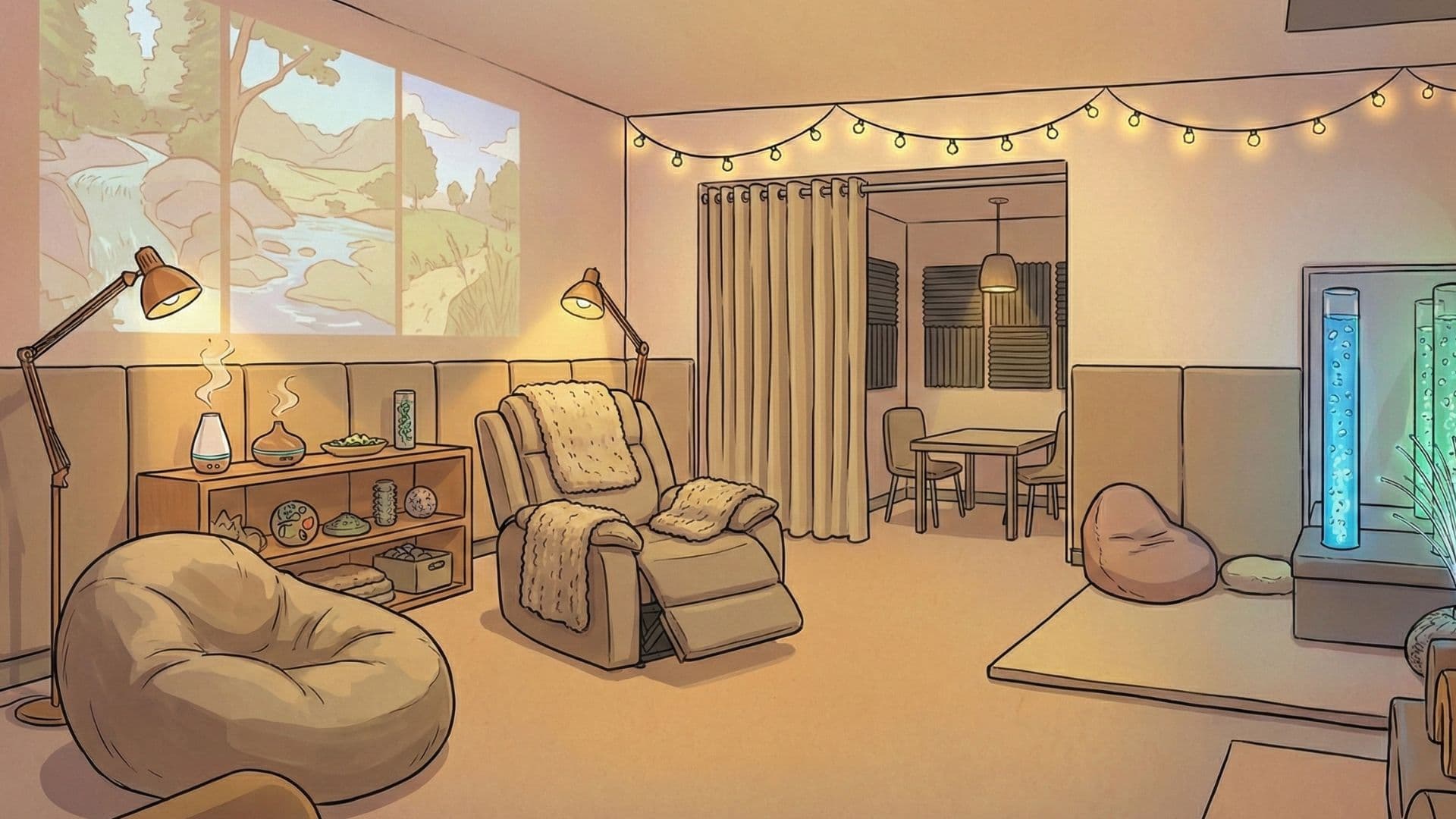 Adult sensory room designed for comfort and stimulation